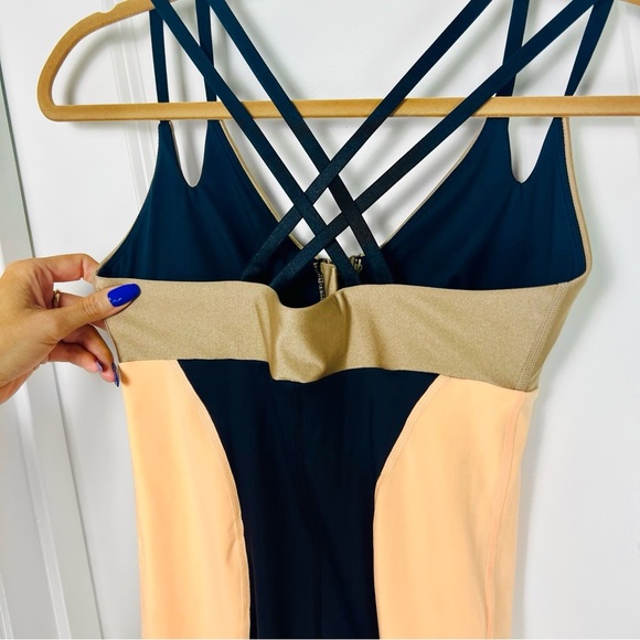 PE Nation Downswing Bodysuit Romper Small Hourglass Design, Black Gold One-Piece - Picture 5 of 12